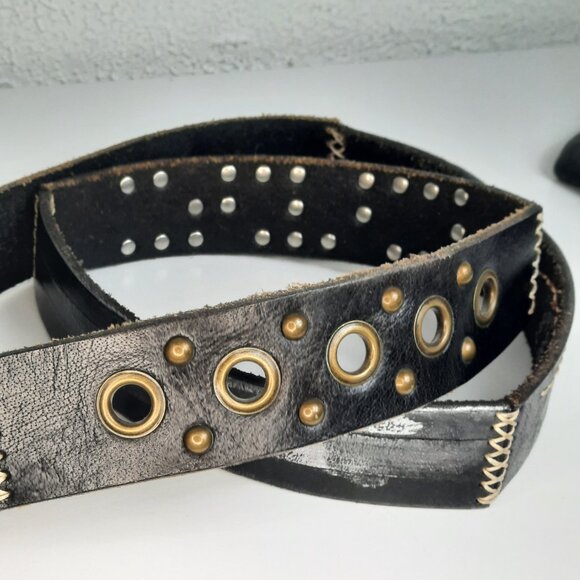 BKE Genuine Leather Stitched Studded Embroidered Belt Womens Large Boho - Picture 3 of 4
